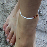 Minimalist Anklet Amber + Black Spacer Beads