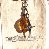 Keyring Stars with Amber Tumble for luck