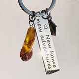 Keyring - New Home with Amber Charm for Luck