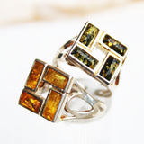 Elegant Square Shape Baltic Amber ring