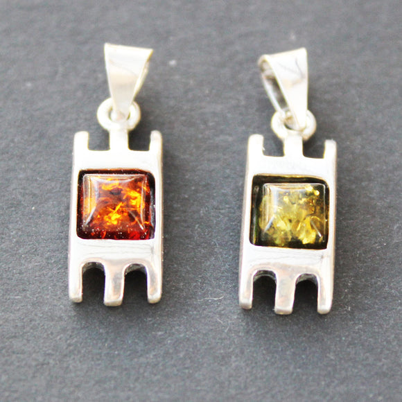 Creative Silver Green or Honey Baltic Amber Pendant or Studs