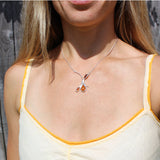 Amber Silver Necklace Drops