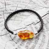 Charming Bracelet With Baltic Amber Center Piece