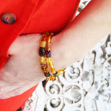 Multicolour Amber Tube Bead Bracelet