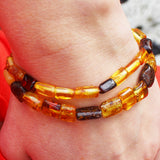 Multicolour Amber Tube Bead Bracelet