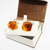 Simple Natural Shape Honey Baltic Amber Cufflinks
