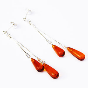 Amber Long and Dangly Earrings - Double Drops