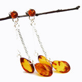 Amber Long and Dangly Earrings - Double Twists
