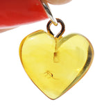 Baltic Amber Lemon Amber Heart Pendant With Inclusion