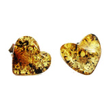 Baltic Amber Stud Earrings - Hearts