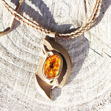 Leather & Honey Baltic Amber Necklace - Pendant