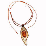 Leather & Honey Baltic Amber Necklace - Pendant 2