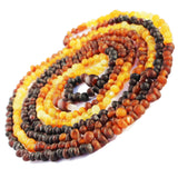 Unpolished Long Multicolour Pattern Baltic Amber Necklace