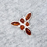 Elegant Brooch Design Set With 6 Baltic Amber Pieces