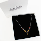 Amber Silver Necklace Drops