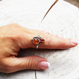 Double Baltic Amber Stone Ring Design