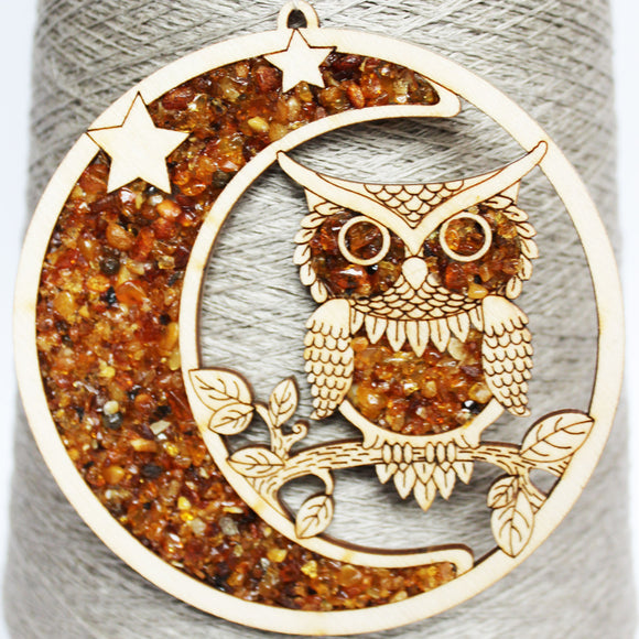 Beautiful Amber Owl Mosaic Decoration
