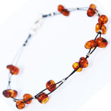Multi-colour Amber and Twisted Wire Bracelet