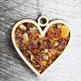 Baltic Amber and Wooden Pendant - Snowflake