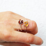 Romantic Designer Amber ring 'Flowers'