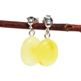 Baltic Amber Oval Studs - with sterling silver fittings.