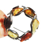 Chunky Multi-colour Baltic Amber Circle Brooch