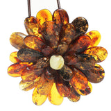 Impressive Baltic Amber Flower Pendant - Brooch
