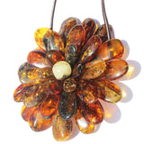 Impressive Baltic Amber Flower Pendant - Brooch