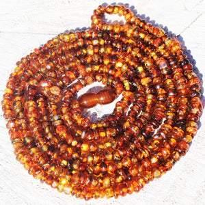 Long Classic Baltic Roundish Amber Necklace, 48 inch. or 120cm