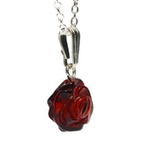 Romantic Baltic Amber Rose Pendant-Charm