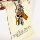 Keyring Iceskating and Amber Charm for Luck