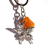 Keyring Butterfly with Amber Tumble for luck
