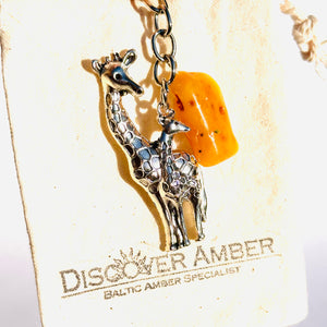 Keyring Giraffes with Amber Tumble for luck