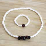 Minimalist Anklet Amber + White Spacer Beads