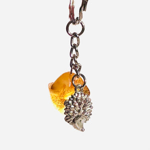 Keyring Hedgehog with Amber Charm for Luck
