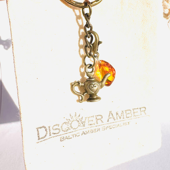 Keyring Genie in the bottle with Amber Charm for luck