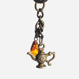 Keyring Genie in the bottle with Amber Charm for luck