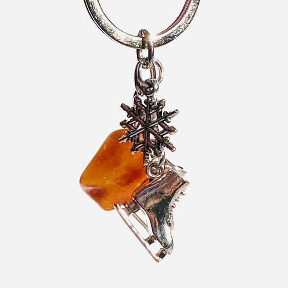 Keyring Iceskating and Amber Charm for Luck
