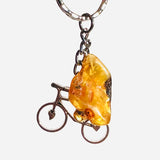 Keyring Bike with Amber Charm for luck
