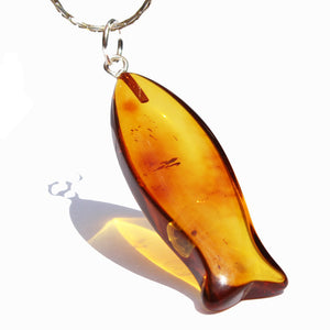 Simple Baltic Amber FISH Pendant - Charm