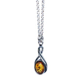 Silver Baltic Amber Necklace Green/Honey Single Drops