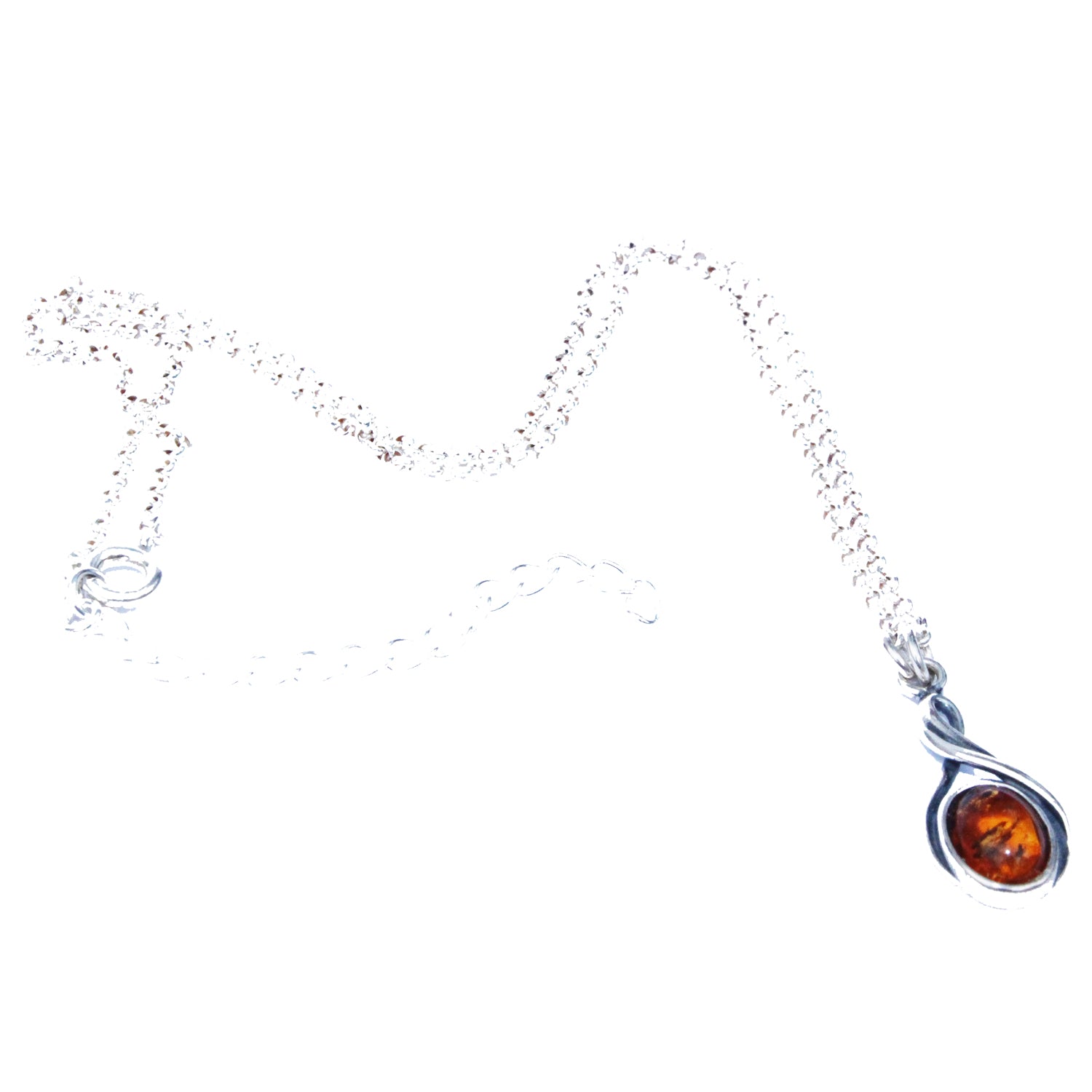 Sterling Silver & Baltic Amber Yin-Yang Pendant – Honey & Green Amber Cabochons With 18" Chain