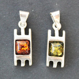 Creative Silver Green or Honey Baltic Amber Pendant or Studs