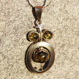 Modern Silver Green or Honey Baltic Amber Pendant