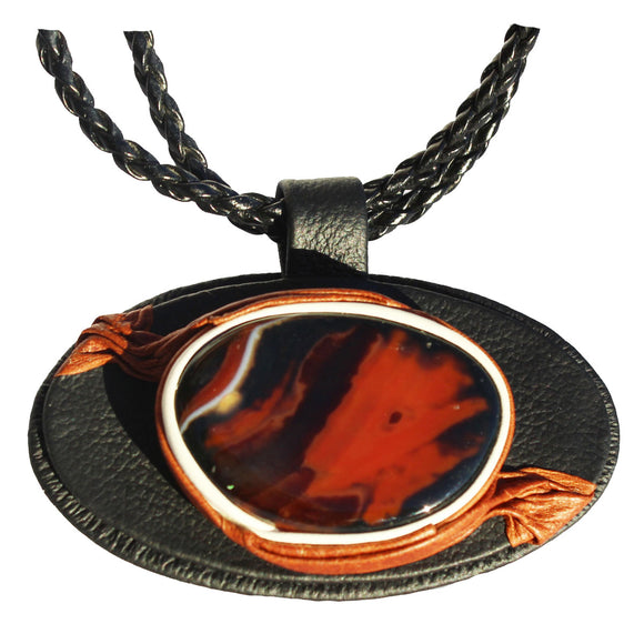 Brown+Orange Agate Necklace - Pendant