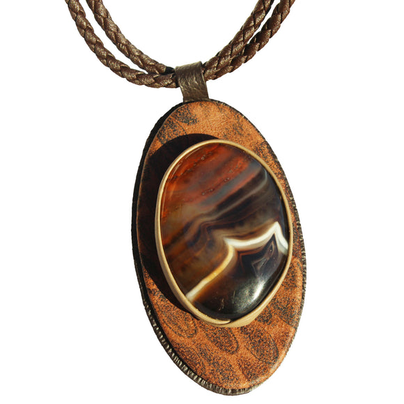 Dark Brown Agate Necklace - Pendant