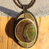 Green-Brown Agate Necklace - Pendant