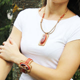 Red Agate Bracelet Necklace - Pendant