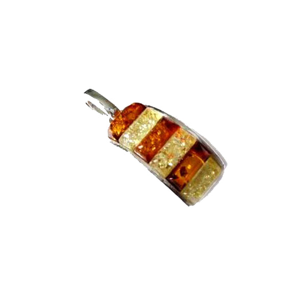 Silver Baltic Multicolour Mix Amber Pendant