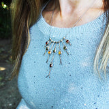 Delicate sterling silver 925 and  amber long dangle necklace
